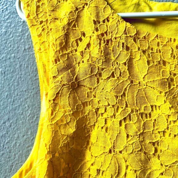 J.CREW VIBRANT YELLOW LACE TANK DRESS SIZE 12 - Picture 4 of 6